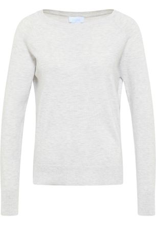 Usha trui met ronde hals Dames licht grijs melange