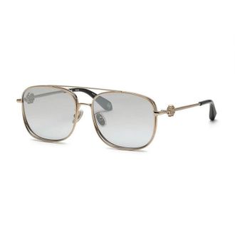 Roberto Cavalli Sunglasses Aviator Full Rim, Shiny Grey Gold Frame And Grey Gradient Lens Src059M8Ffx
