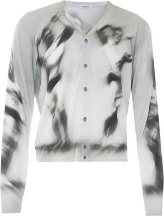 Versace Cardigan met grafische print en V-hals - Heren - Vesten - Grijs - M - Truien & Vesten