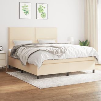 vidaXL Vidaxl - Cama Box Spring Con Colch&oacute;n Tela Color Crema 180x200 Cm
