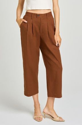 Wayf Stevie Linen Blend Crop Pants in Chocolate at Nordstrom, Size X-Large