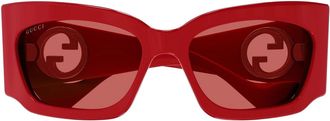 Gucci GG1412S004 Geometric Full Rim Sunglasses - Red