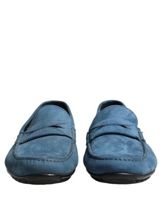 Dolce & Gabbana Pebbled Calfskin Leather Loafers - Blue