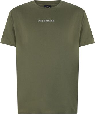 Paul & Shark Logo-print Katoenen T-shirt - Heren - T-shirts - Groen - 4XL - Katoen - Tops