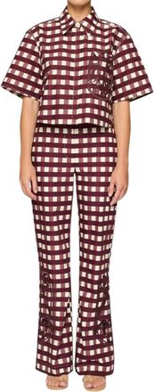 Clea Flavio Boxy Shirt In Wine Picnic