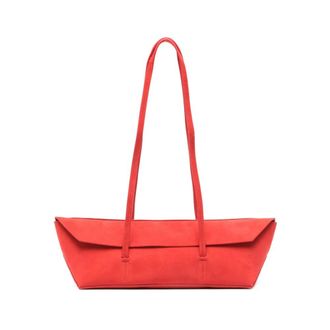 CHRISTOPHER ESBER Red Suede Top-Handle Bag with Flap