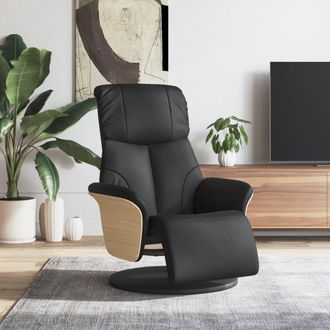 vidaXL Vidaxl - Sill&oacute;n Reclinable Con Reposapi&eacute;s Cuero Sint&eacute;tico Negro