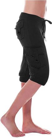 Generic Cargo Shorts Women UK Ladies Knee Length Combat Pants with Multiple Pockets Cargo Capri Pants Summer Half Bermuda Shorts Elasticated Waist Cropped Tro