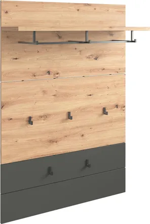 Xora Garderobenpaneel, Anthrazit, Eichefarben, Holzwerkstoff, 85x126.7x28 cm, Garderobe, Garderobenpaneele, Garderobenpaneele