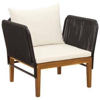 vidaXL Silla De Jard&iacute;n Con Cojines Madera De Acacia S&oacute;lida Y Cuerda Vidaxl