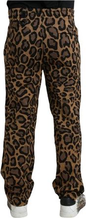 Dolce & Gabbana Pantalones casuales con estampado de leopardo - Trousers - Hombre - Marr&oacute;n - L