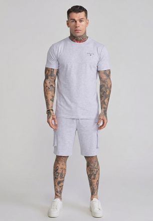 Siksilk Conjunto de Camiseta y Pantalones Cortos para Hombres en Gris Marl XXL