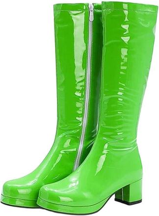 Generic Womens Knee-High Boots Round Toe Heel Pu Big