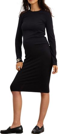 Hatch The Softsculpt Knit Long Sleeve Eliza Dress in Black at Nordstrom, Size 2