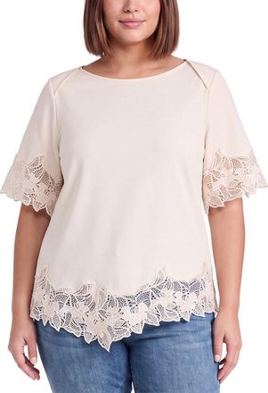 Anne Klein Plus Embroidered Solid Top