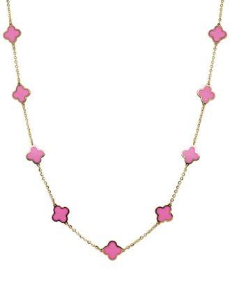 Italian Gold, Inc 14K Pink Agate Clover Layered Necklace