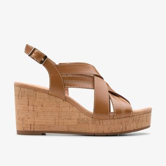 Clarks Sabina Sling Tan Leren Sandalen