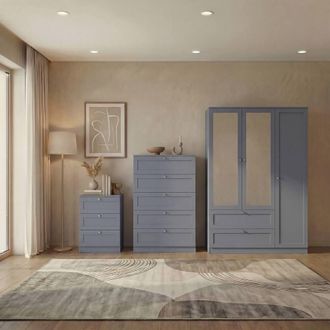Home Discount Vida Designs Altino 3Pc Bedroom Set(3Dr Bedside, 5Dr Chest, Wardrobe) in Grey