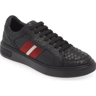 Bally Marell Snakeskin Embossed Leather Sneaker in Black at Nordstrom Rack, Size 12Us / 11Uk
