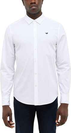Mustang Langarmhemd MUSTANG Herren Style Canton, Herren, Gr. XXL, US-Gr&ouml;ssen, weiss (wei&szlig; 2007), Popeline, 100% Baumwolle, unifarben, slim fit, Hemden Langarm