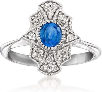 Ross-Simons Sapphire Ring With. Diamonds in Sterling Silver