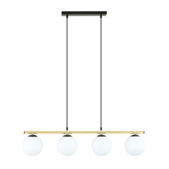 Wonderlamp L&aacute;mpara colgante estilo moderno negro y dorado con 4 esferas opal