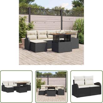 vidaXL Cuscini per esterni - Set Divano da Giardino con cuscino 7 pcs Nero e crema