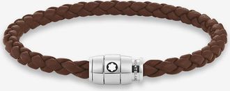 Montblanc Leder-Flechtarmband Three Rings Fauve Brown - S