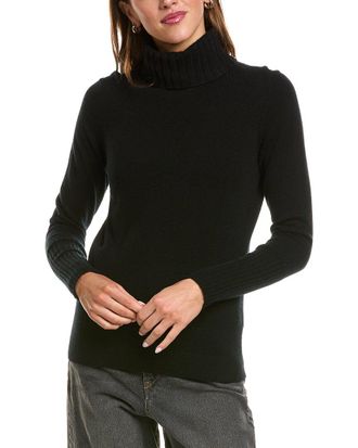 Fort&eacute; Cashmere Chunky Trim Turtleneck 100% Cashmere Sweater