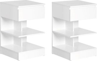 SoBuy SoBuy Bedside Table Set With 1 Drawer White 38,99x38,99x65cm Functional FBT49-WX2