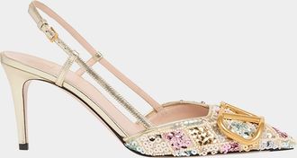 Valentino Garavani VLogo Signature Sequined Beaded Slingback Pumps