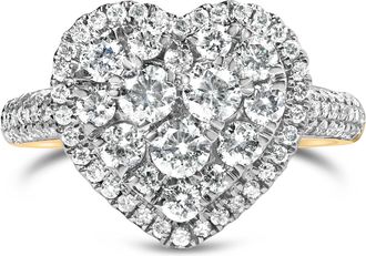 House of Brilliance 14K Yellow Gold 1 1/2 Cttw Diamond Heart Shaped Composite Ring