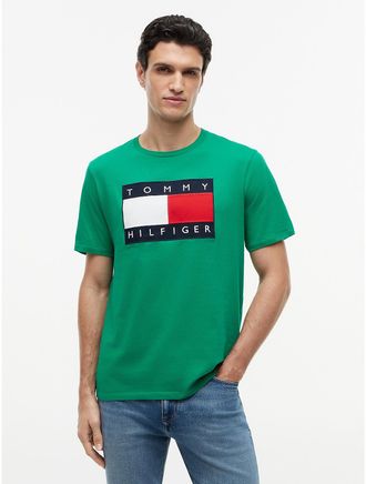 Tommy Hilfiger Mens Big Flag Logo T-Shirt - Green - XXL