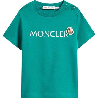 Moncler Kids Logo Patch Graphic T-Shirt in Green at Nordstrom, Size 18-24M