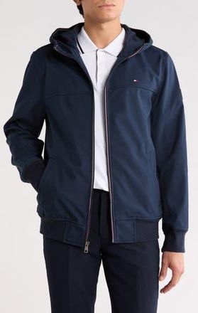 Tommy Hilfiger Water Resistant Hooded Softshell Jacket in Midnight Blue at Nordstrom Rack, Size Xx-Large