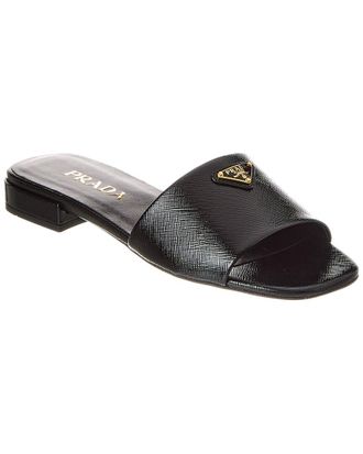 Prada Patent Saffiano Leather Sandal