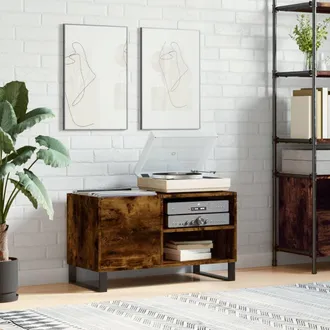 vidaXL Vidaxl - Mobile Porta Dischi Rovere Fumo 85x38x48 Cm Legno Multistrato