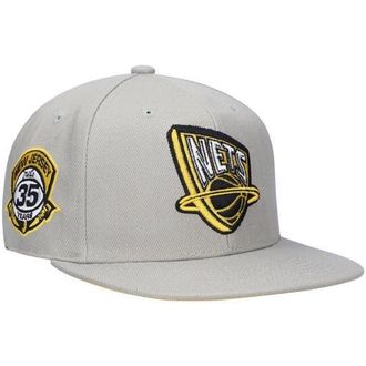 Mitchell & Ness Mens Mitchell & Ness Gray New Jersey Nets Hardwood Classics 35th Anniversary Sunny Gray Fitted Hat at Nordstrom, Size 7 1/8