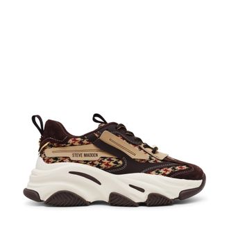 Steve Madden Womens Possession E Lace Up Platform Sneakers in Brn Plaid - Brown - Size UK 7