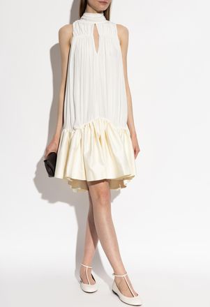 Rotate Short Dress With Draping, Womens, White