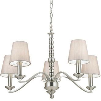 Loops Hanging Ceiling Pendant Light SATIN NICKEL 5x Shade Lamp Bulb Holder Fitting in Metallics