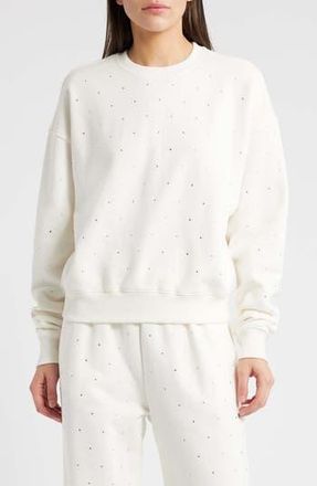 Good American Crystal Embellished Sweatshirt in Cloud White001 at Nordstrom Rack, Size Large