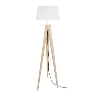 Tosel Lamp&aacute;ra de pie madera Alt.163cm natural ;Pantalla: blanco