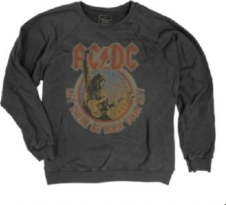 The Original Retro Brand Womens Acdc Let There Be Rock Sweatshirt In Vintage Black