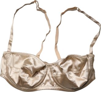 Dolce & Gabbana Womens Beige Semi-Pad Underwire Balconette Bra Underwear Elastane Silk Clothing