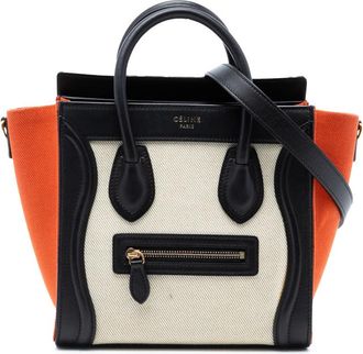 Celine Pre-owned Celine Nano Tricolor Canvas and Leather Luggage Tote Ladies IOEBOC8T5NRR3XYD
