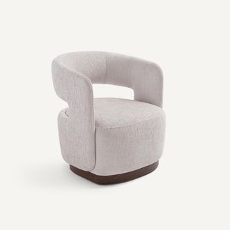 AM.PM Fluwelen draaifauteuil met walnootfineer onderstel, JESPER