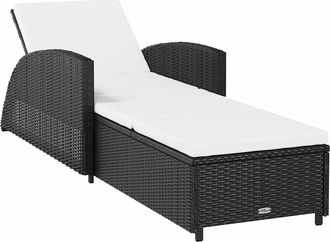 vidaXL Vidaxl - Tumbona Con Coj&iacute;n Rat&aacute;n Sint&eacute;tico Blanco Crema