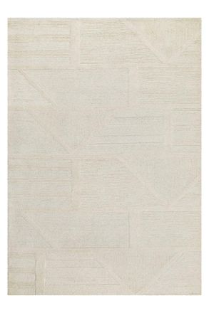Wecon Home Alfombra de pura lana tejida a mano crema 70x140