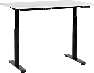 Beliani Beliani - Escritorio De Altura Regulable El&eacute;ctrico Dise&ntilde;o Moderno Patas Redondas 120 X 72 Cm Tablero Blanco Soporte De Acero Negro Destinas